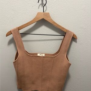 Women’s Square Neck Knit Tank Top - Beige